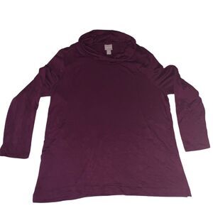 Chico's Women's Cowl Neck Tunic Burgundy Red Long Sleeve Size 2